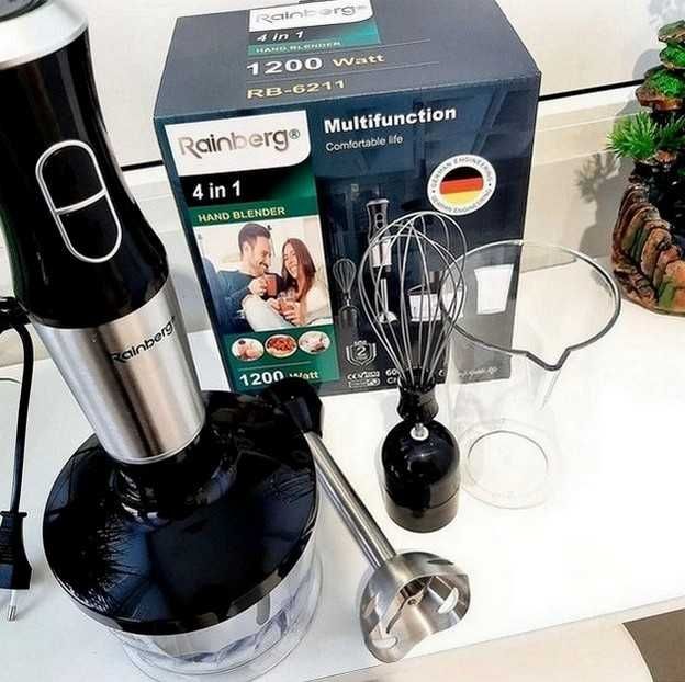 Блендер погружной Rainberg Rb-6211 600Вт измельчитель, чаша, миксер
