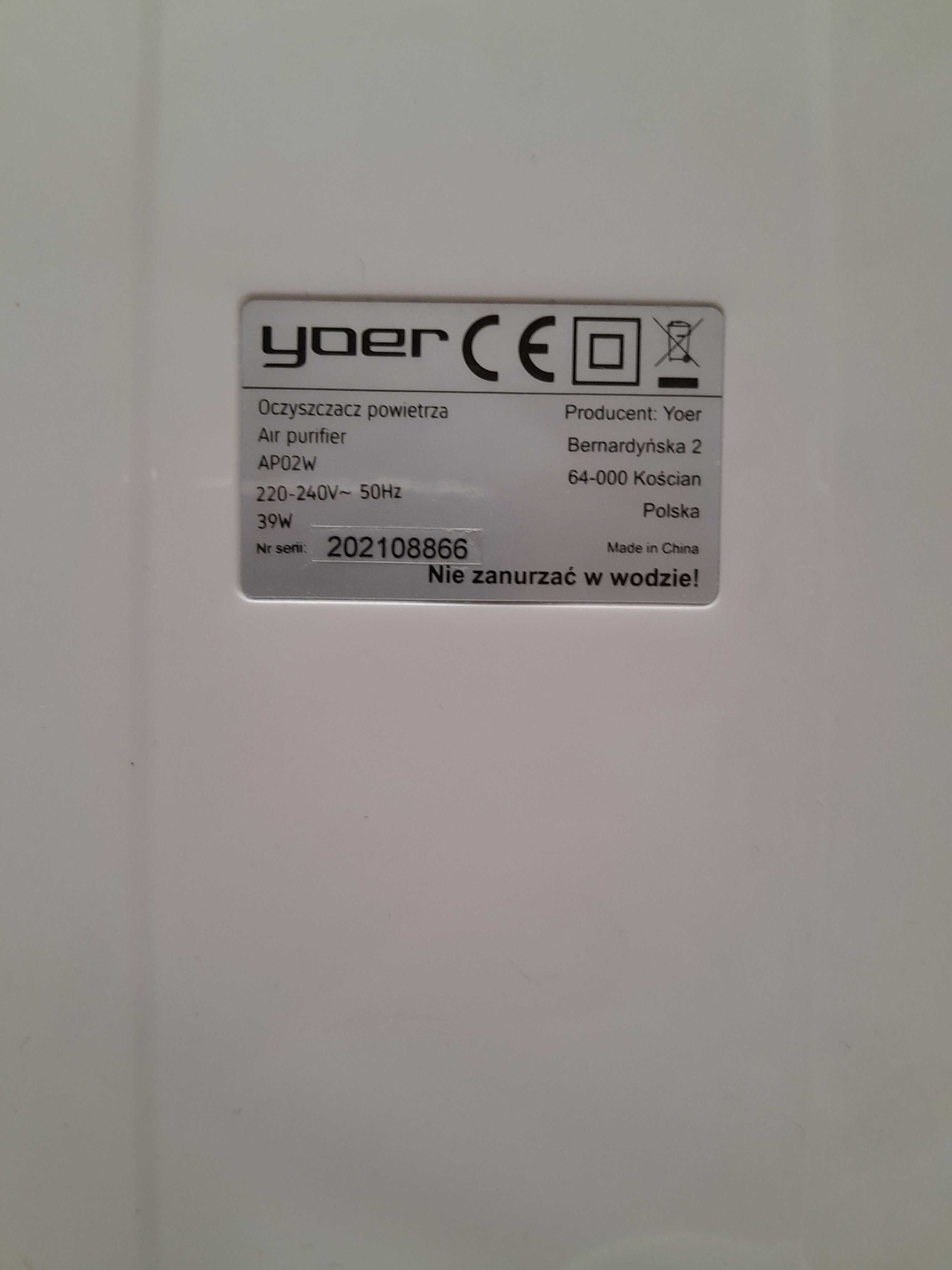 Oczyszczacz powietrza YOER, z zapasowym filtrem, zapasową lampą UV