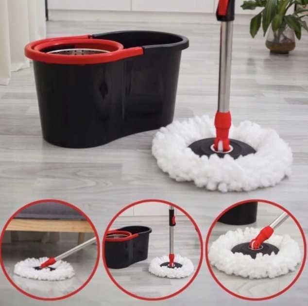MOP Obrotowy ROTACYJNY 360 SPIN 3w1 Mikrofibra 2x Nakładki Wyciskacz