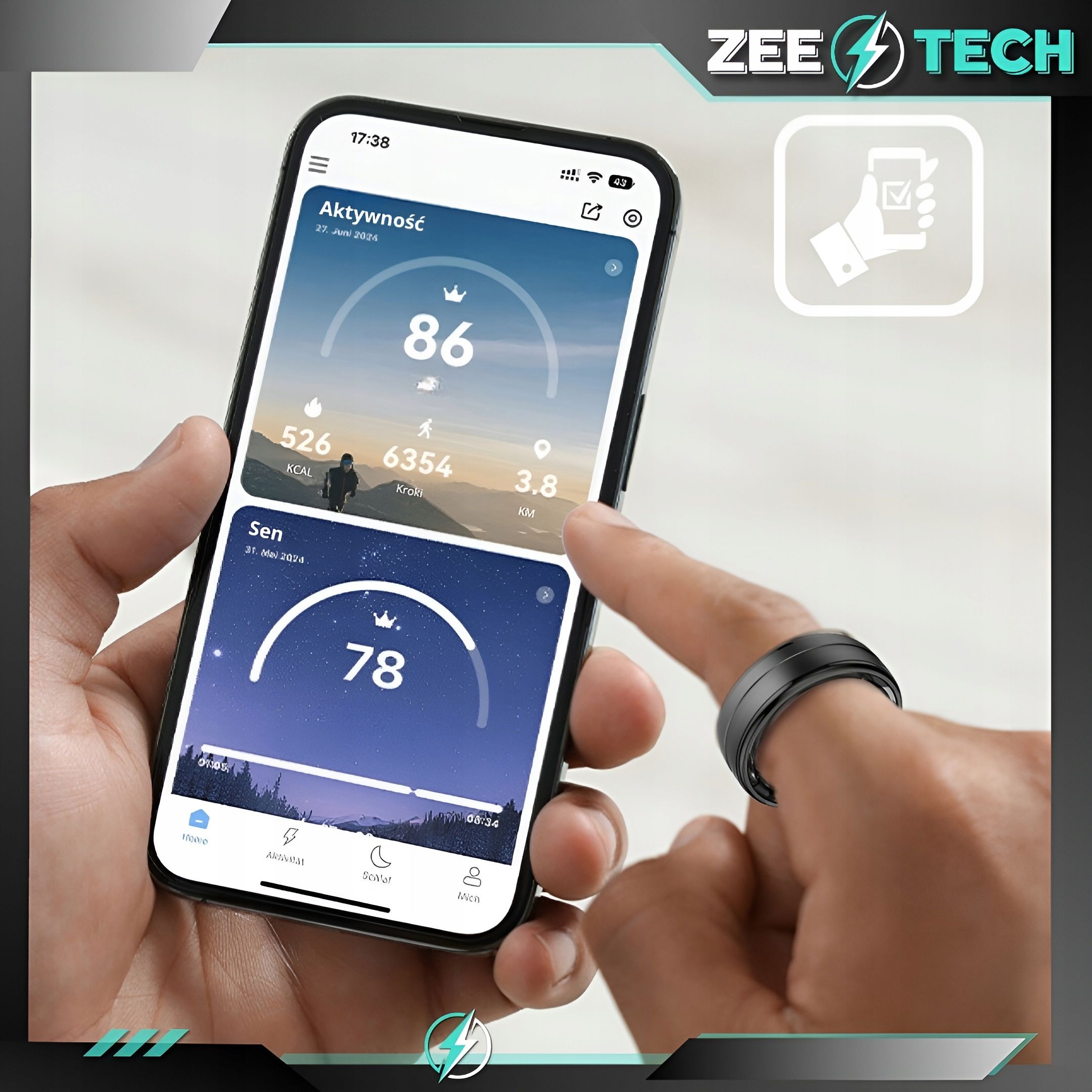 Smart Ring Inteligentny Pierścionek Tętno Sen Rozmiar 25 Smartring