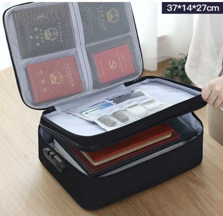 Органайзер папка для документов с кодовым замком на 2 отделения Черный