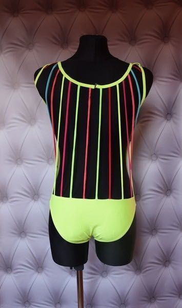Strój kąpielowy body żółty neon piękne plecy S
