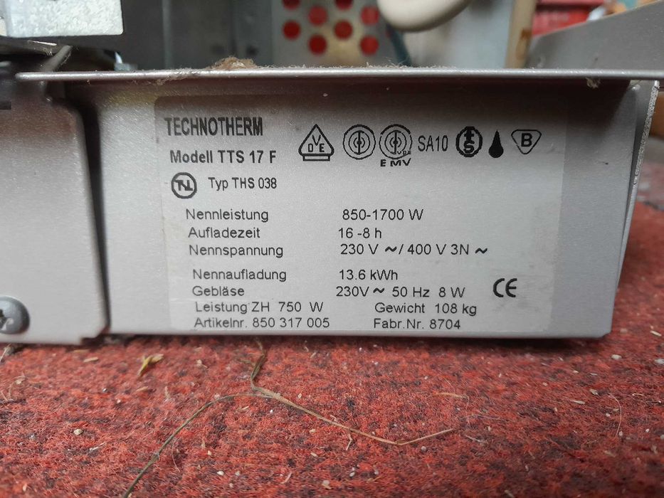 piec akumulacyjny dynamiczny 1,6 KW -13,6 kwh  220V-380V  technotherm