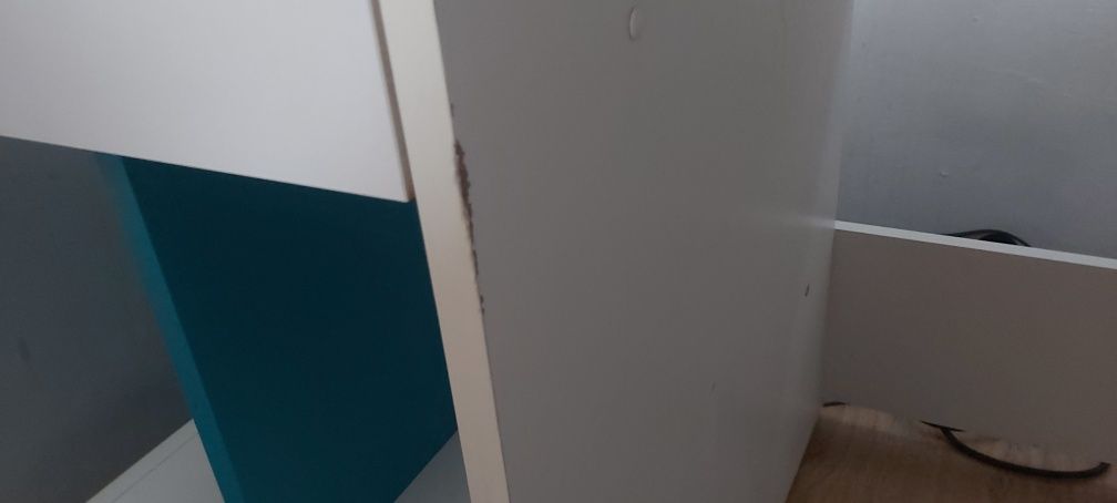 Łóżko piętrowe z biurkiem Mobi MO21 turkus/biel