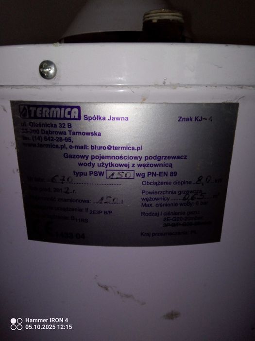 Hydroterma, gazowy podgrzewacz wody