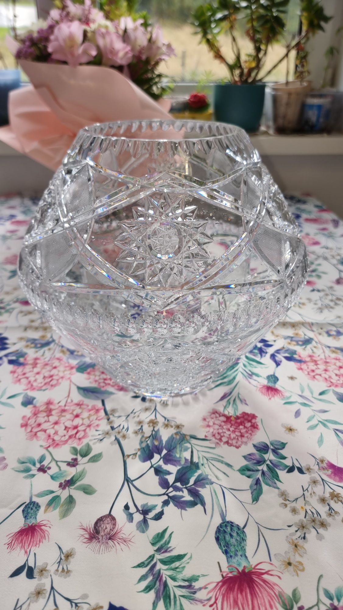 Piękna kryształowa waza PRL