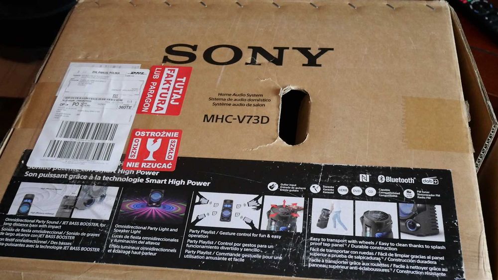 Imprezowy Głośnik Sony MHC-V73D – Bluetooth, CD/DVD,FM-DAB+