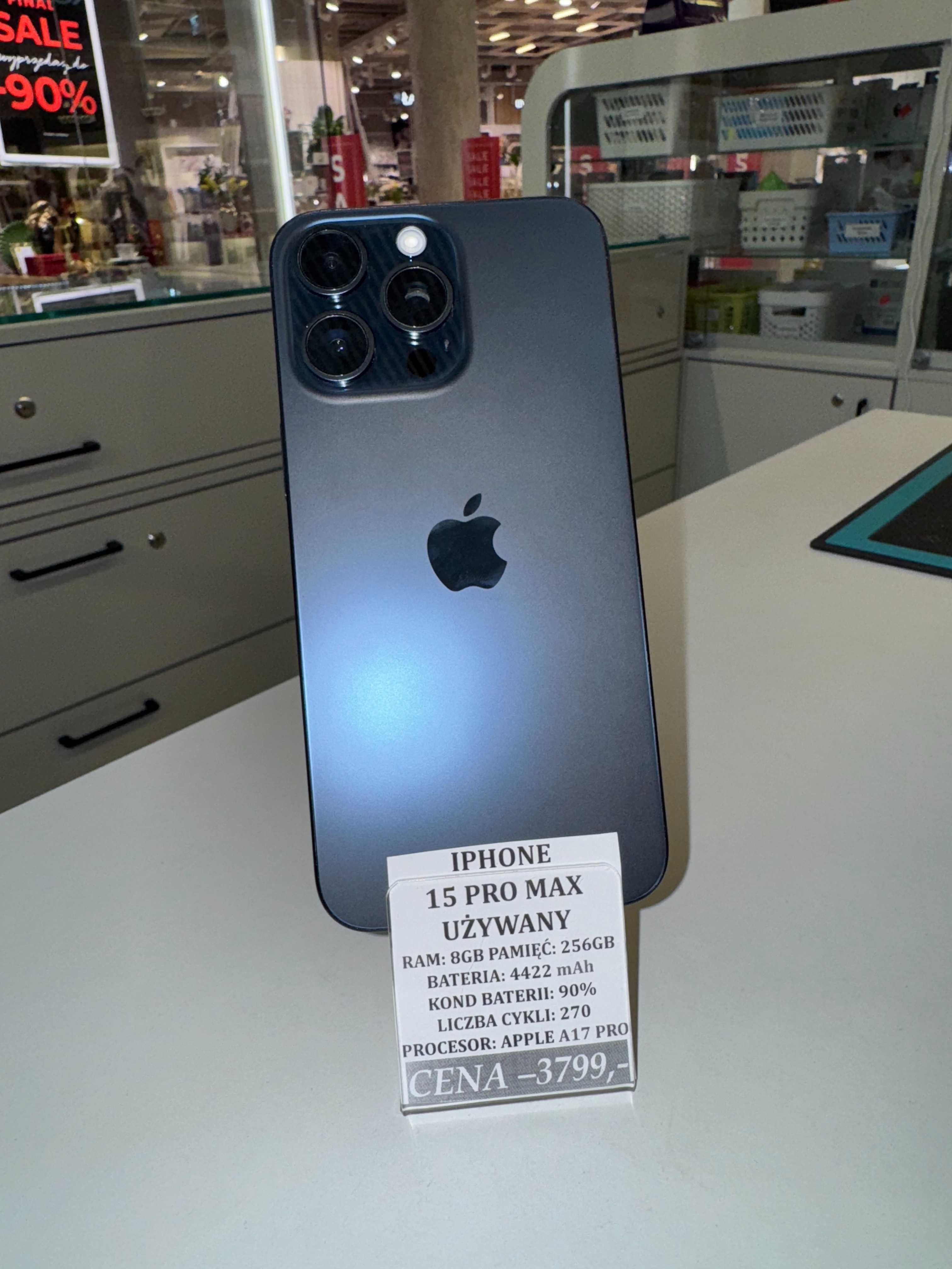 iPhone 15 Pro Max 256GB Bat 90% Topcase Vivo *Raty 0%