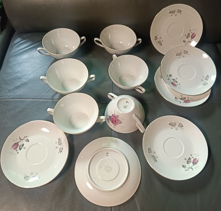 Chodzież zestaw bulionówka i talerzyk 6 sztuk