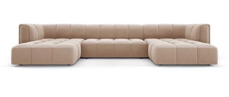 Panoramiczna sofa 5 os. welurowa beżowa Serena 346x160x70cm Micadoni