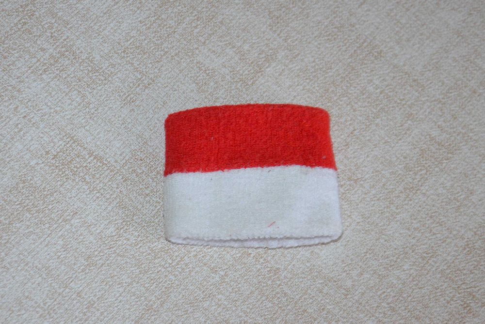 Opaska na rękę frotte czerwono -biała