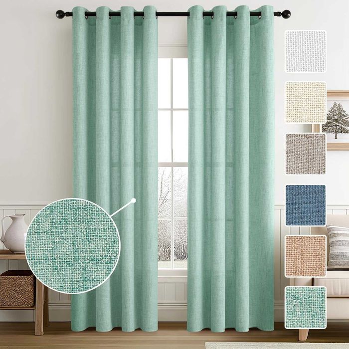 Zasłony półzaciemniające kółka 245x140 - ZIELONY AQUA - Miulee - 2 SZT