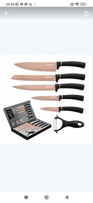 Komplet noży w pudełku Cheffinger Kolor  Złoto  Czarny