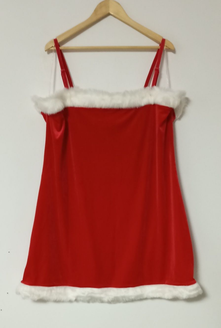 NOWA świąteczna sukienka czerwona z białym futerkiem r. 54