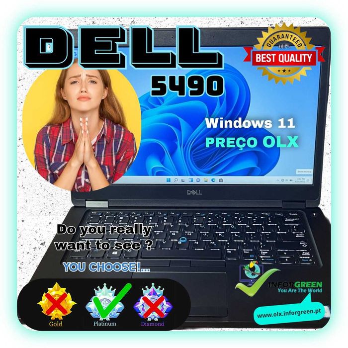 Portátil Dell 5490 i5-8350u W11 32GB e 512GB - Escolha > PLATINA