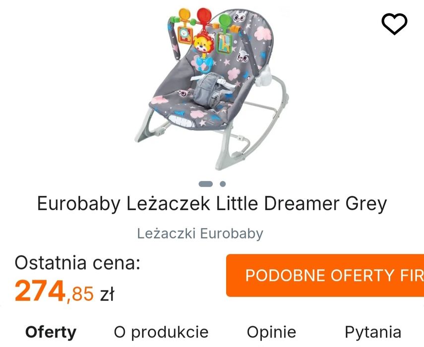 Eurobaby Leżaczek Little Dreamer Grey