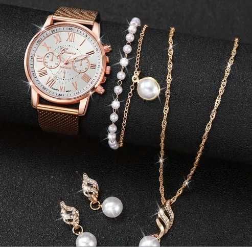 Nowy stylowy zegarek damski z zestawem biżuterii !