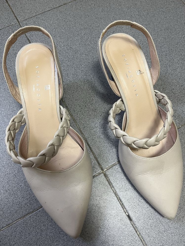 Sapatos mules Sofia Costa,como novas,tacão médio,tamanho 37,20€