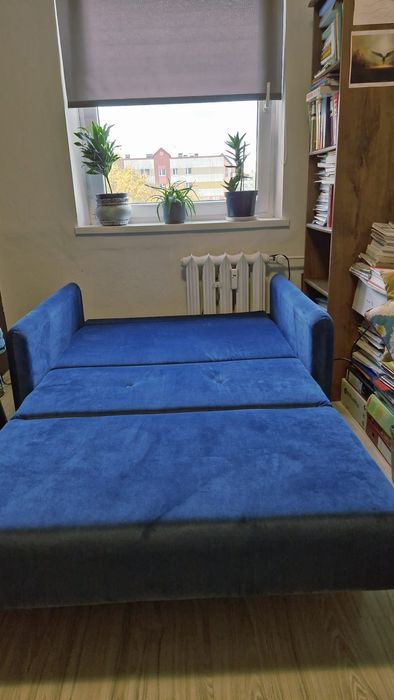 Fotel rozkładany niebieski