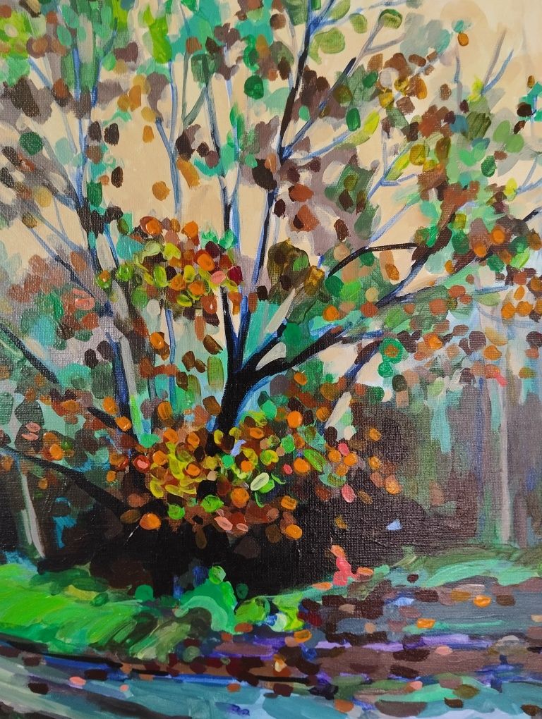 Obraz ręcznie malowany "Pierwszy dzień jesieni" – unikat 50x50


---