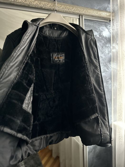 Тепла чоловіча куртка з натуральної шкіри, зимова,