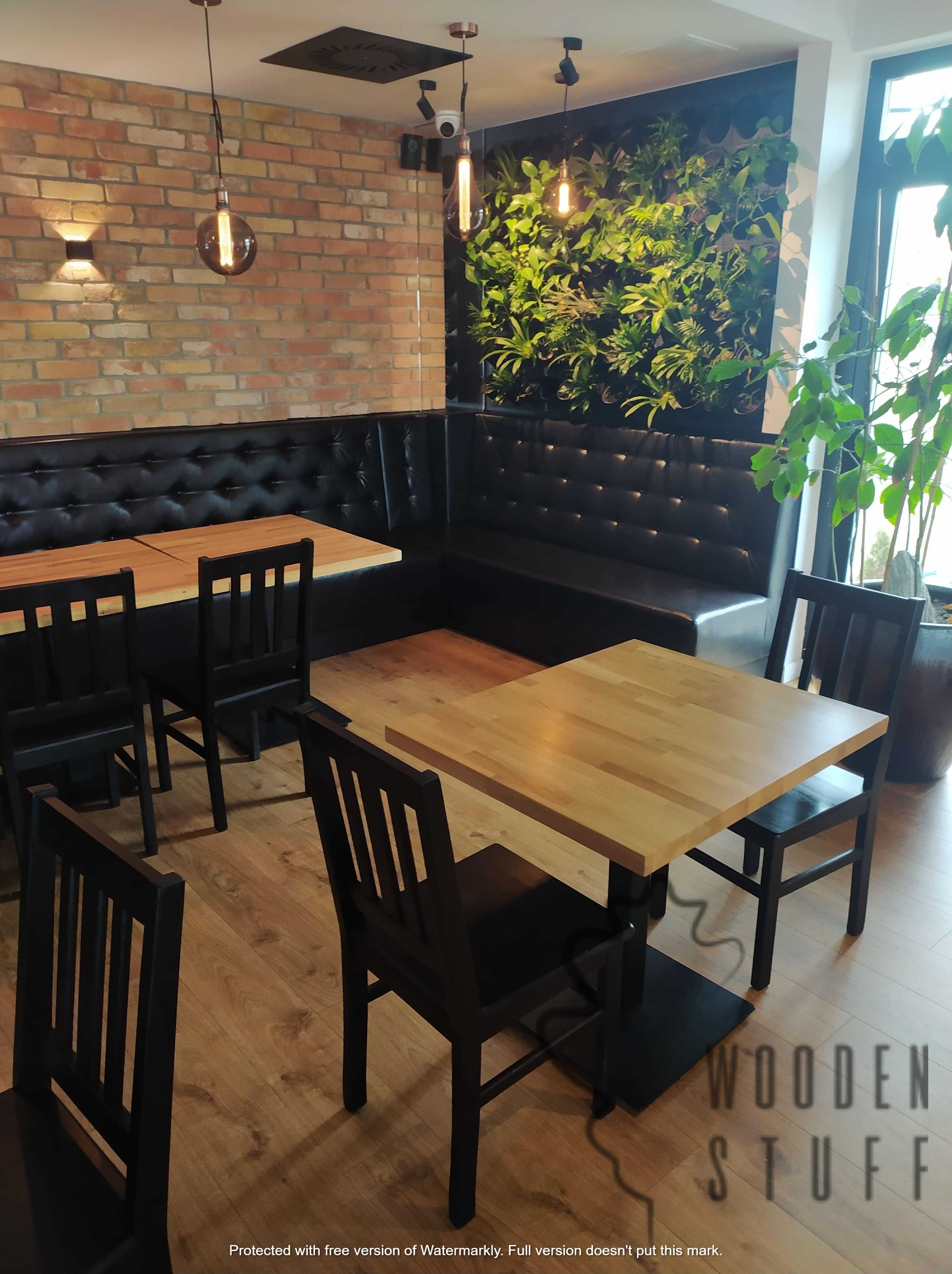 Bukowy stół na jednej nodze 60x60 metal postument do restauracji loft