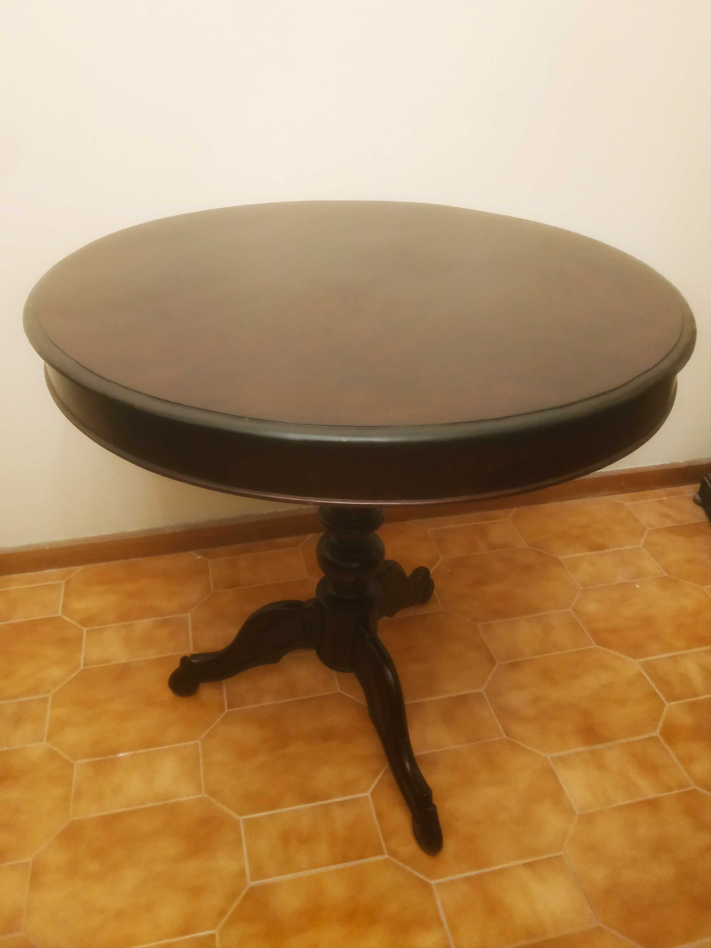 Mesa pé de galo antiga pau santo restaurada