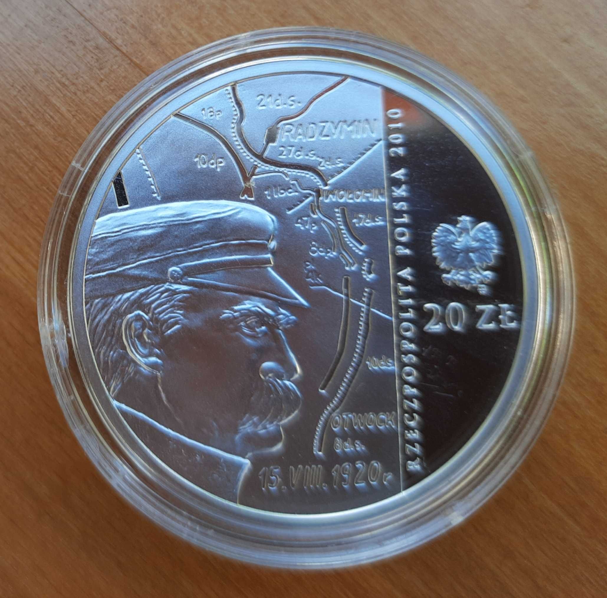 Srebrna moneta 20 złotych z roku 2010 - "Bitwa warszawska" i folder