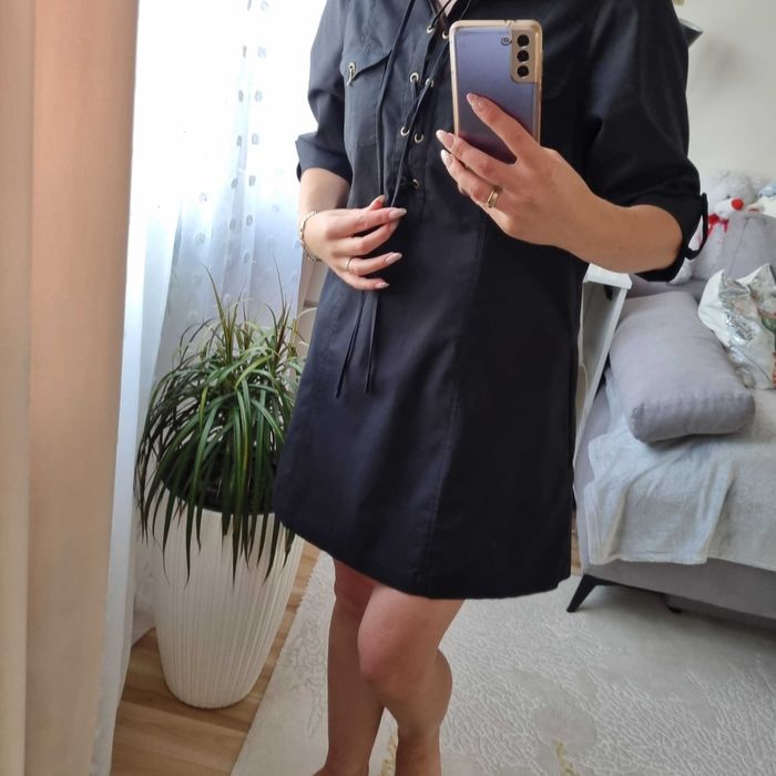 Bawełniana damska koszulowa krótka sukienka tunika La Rok rozmiar XS-M