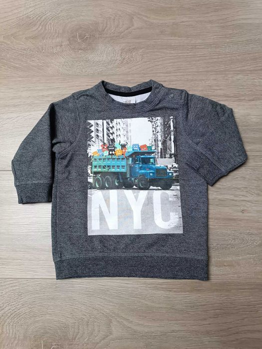 Bluza długi rękaw szary melanż NYC 'H&M' 74