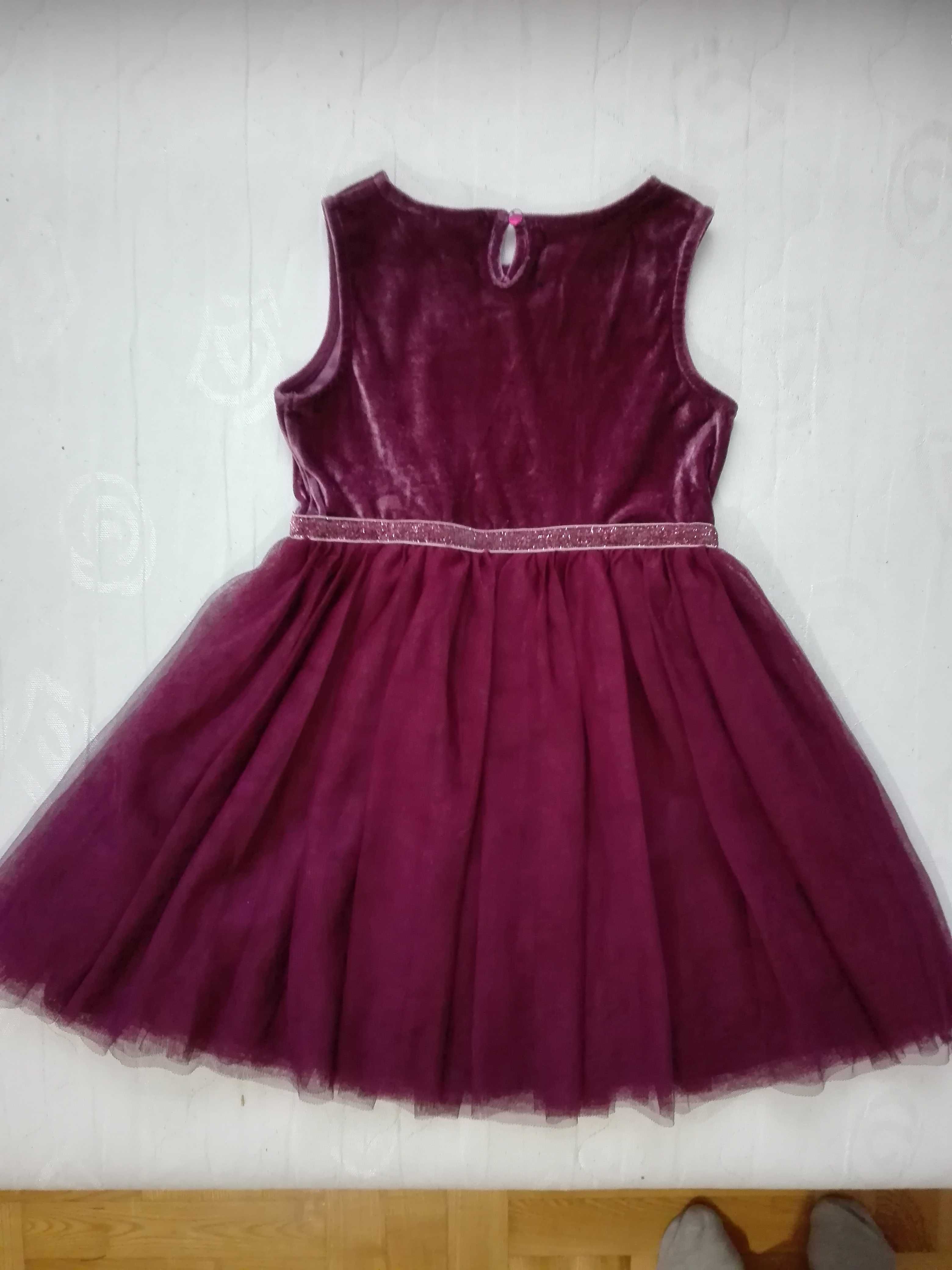 elegancka, fioletowa sukienka 110-116, 4-6 lat, święta, wigilia, tiul