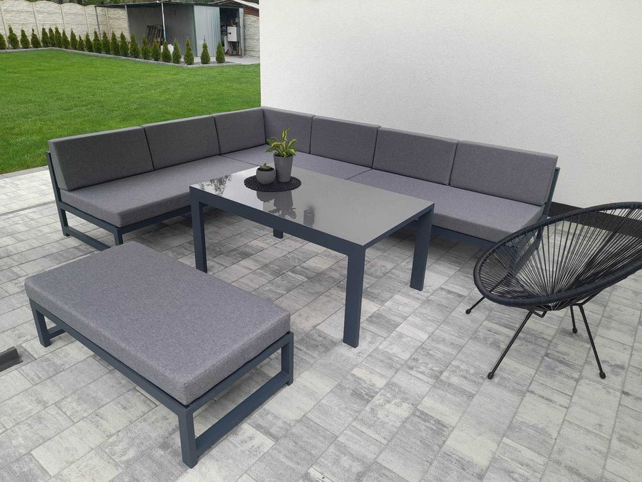 Meble tarasowe ogrodowe ALUMINIOWE narożnik na taras solidny profil