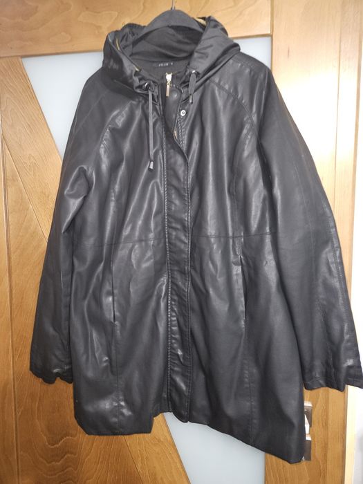 Skórzany płaszcz zimowy podszewką