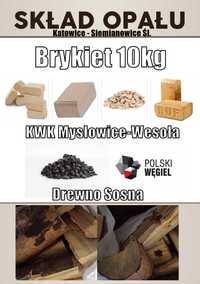 Brykiet drzewny  RUF 10 KG  i Polski węgiel workowany.
