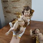 Anioł Putto 2 szt. XX w. polichromia drewno