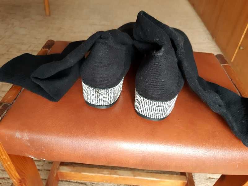 Skarpetkowe kozaki czarne rozm. 39 jak nowe