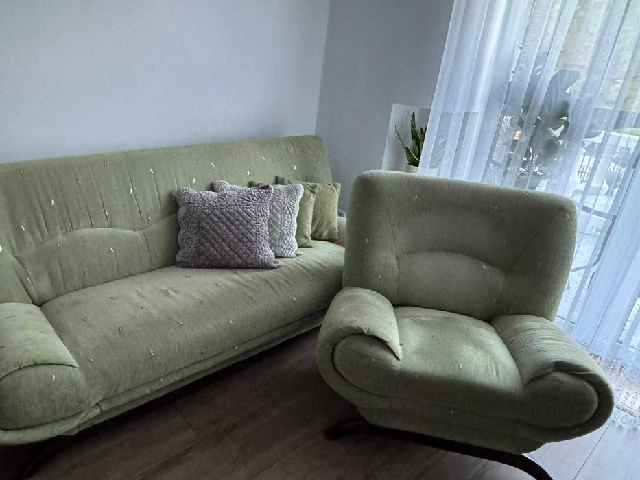 zestaw łóżko, kanapa, sofa rozkładana do spania fotel  kolor zielony