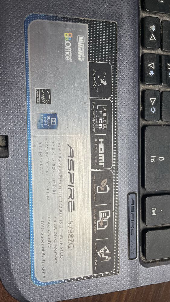 Ноутбук Acer Aspire 5738ZG