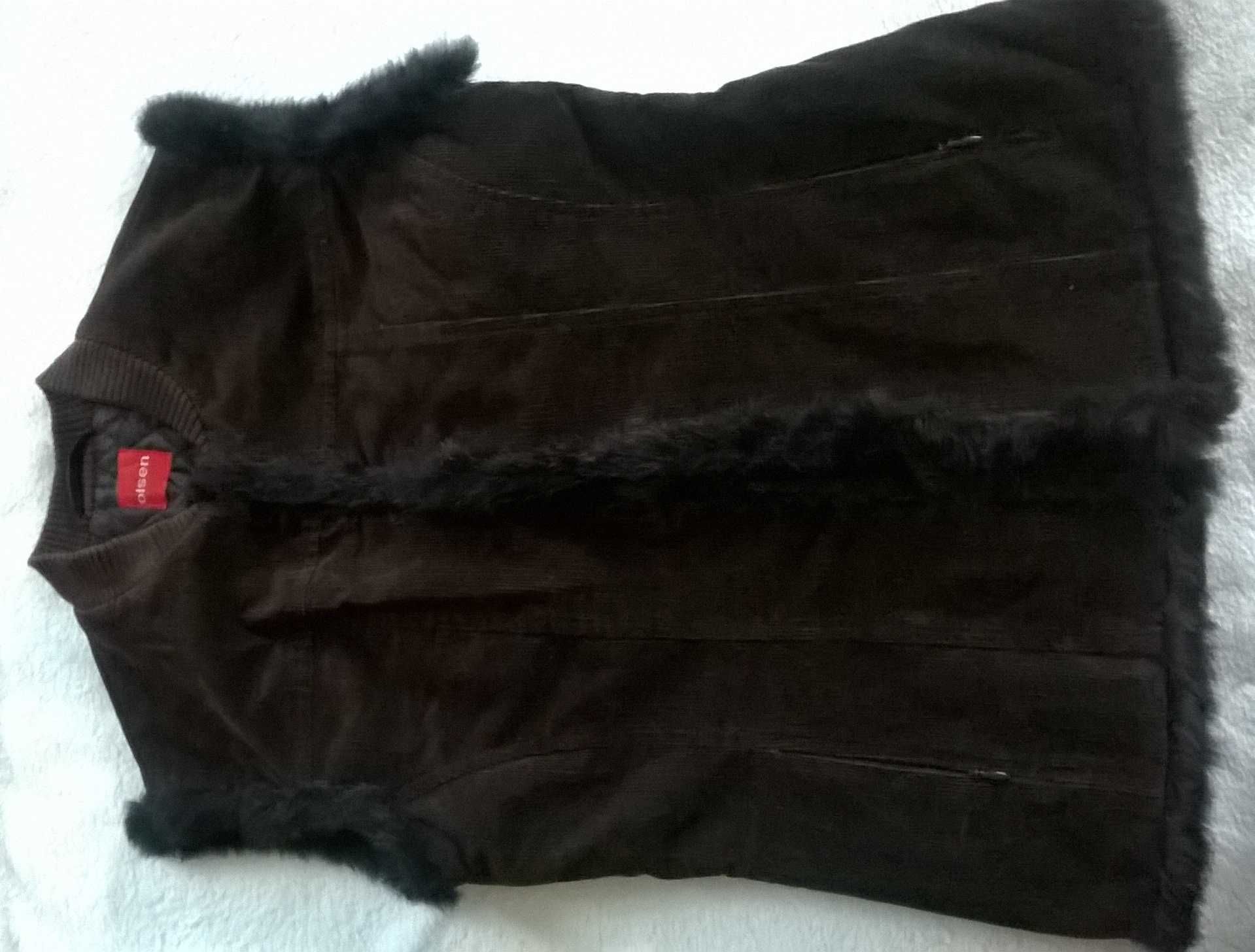 sztruks kamizelka 36/S Olsen grubsza  futerko podszewka #vintage