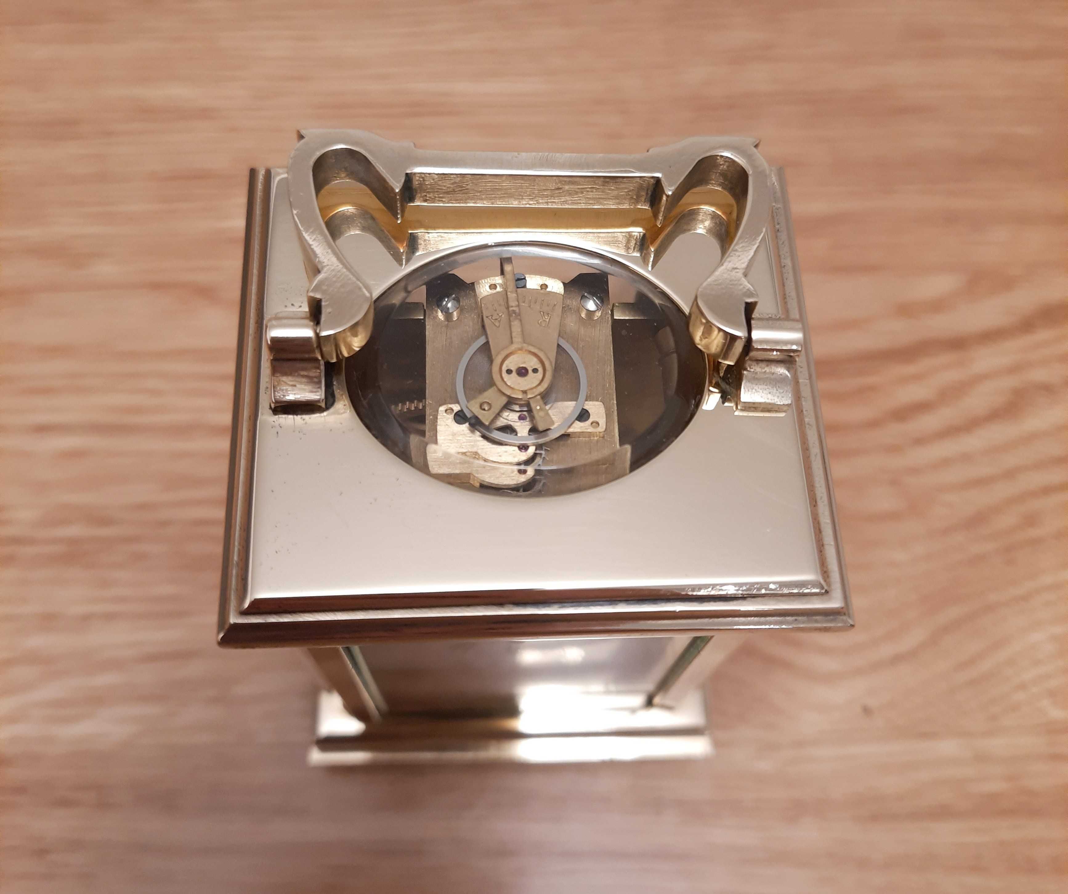 Antyczny francuski mini zegar podróżny (kareciak)