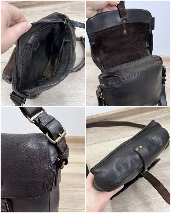 шкіряна сумка крос боді месенжер поштарка коричнева чоловіча жіноча