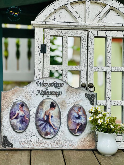 Obraz dekoracyjny z motywem baletnic z życzeniami, prezent dla niej