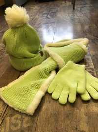 Zestaw szalik, rękawiczki + czapka zimowa w kolorze zielonym