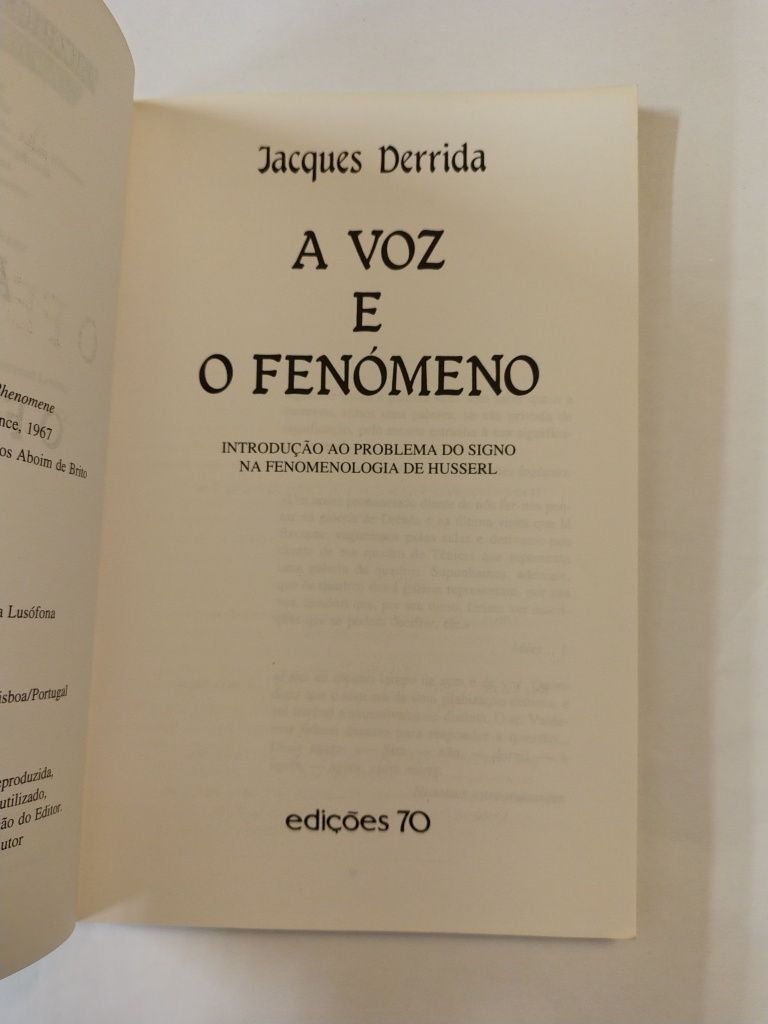 A voz e o fenómeno, de Jacques Derrida
