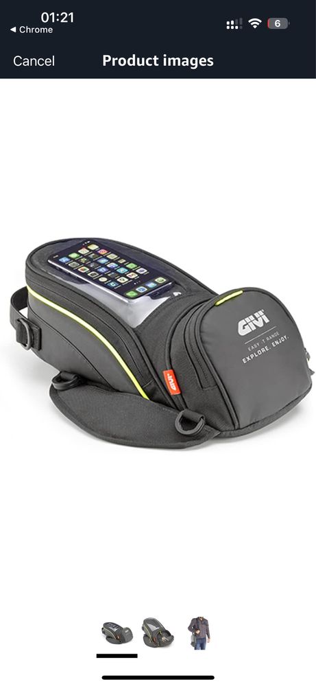 Givi, EA138 – saco universal de deposito, preto, 6 Litros