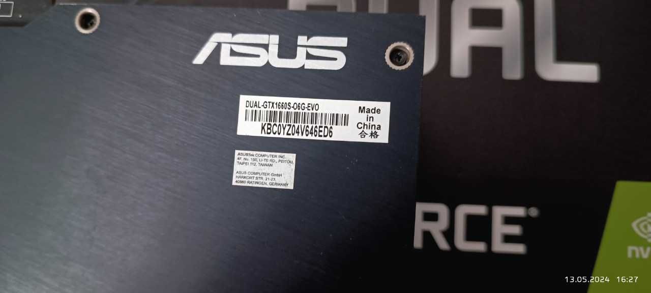 Видеокарта ASUS Dual Nvidia 1660 Super 6 GB GDDR6 Micron, 1650, 2060