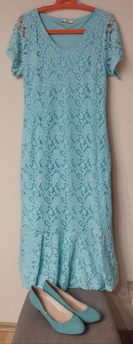 Miętowa koronkowa wizytowa sukienka Joanna Hope