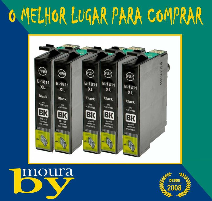 Kit de 5 Tinteiros para Epson 18XL preto e cores Margarida