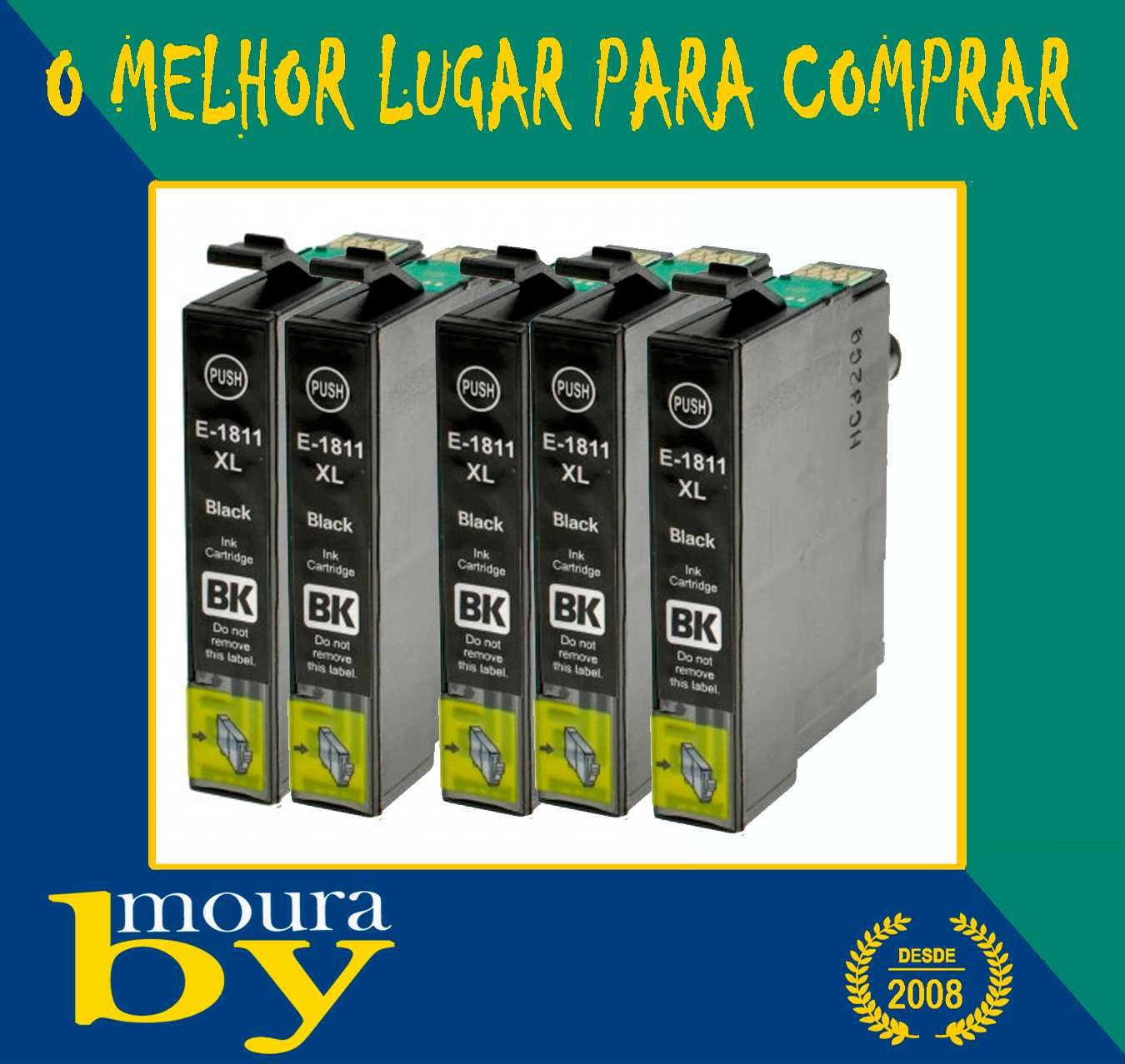 Kit de 5 Tinteiros para Epson 18XL preto imagem - Margarida