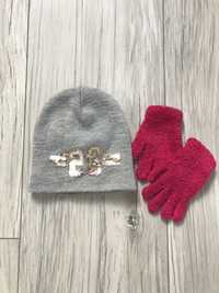 Ciepła czapka H&M 134-152, 8-12 lat, gratis rękawiczki różowe